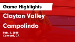 Clayton Valley  vs Campolindo  Game Highlights - Feb. 6, 2019