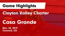 Clayton Valley Charter  vs Casa Grande  Game Highlights - Nov. 26, 2019