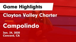 Clayton Valley Charter  vs Campolindo  Game Highlights - Jan. 24, 2020