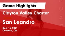 Clayton Valley Charter  vs San Leandro  Game Highlights - Dec. 16, 2021