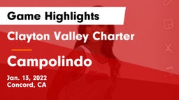 Clayton Valley Charter  vs Campolindo  Game Highlights - Jan. 13, 2022