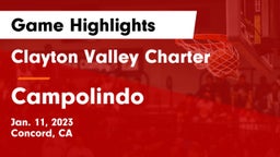 Clayton Valley Charter  vs Campolindo  Game Highlights - Jan. 11, 2023