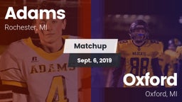 Matchup: Adams vs. Oxford  2019