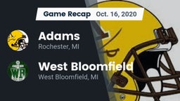 Recap: Adams  vs. West Bloomfield  2020