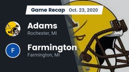 Recap: Adams  vs. Farmington  2020