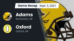 Recap: Adams  vs. Oxford  2021