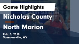 Nicholas County  vs North Marion  Game Highlights - Feb. 3, 2018