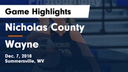 Nicholas County  vs Wayne  Game Highlights - Dec. 7, 2018