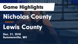 Nicholas County  vs Lewis County  Game Highlights - Dec. 21, 2018