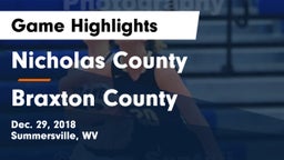 Nicholas County  vs Braxton County Game Highlights - Dec. 29, 2018