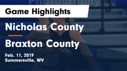 Nicholas County  vs Braxton County Game Highlights - Feb. 11, 2019