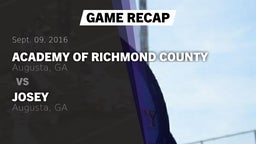Recap: Academy of Richmond County  vs. Josey  2016