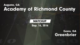 Matchup: Academy of Richmond  vs. Greenbrier  2016
