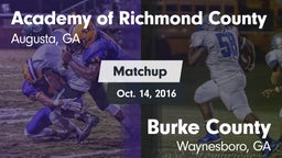 Matchup: Academy of Richmond  vs. Burke County  2016