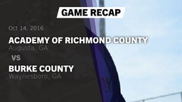 Recap: Academy of Richmond County  vs. Burke County  2016