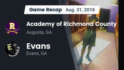 Recap: Academy of Richmond County  vs. Evans  2018