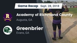 Recap: Academy of Richmond County  vs. Greenbrier  2018