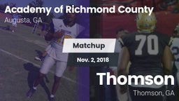 Matchup: Academy of Richmond  vs. Thomson  2018