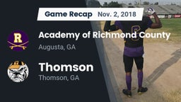 Recap: Academy of Richmond County  vs. Thomson  2018