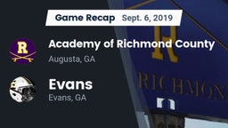 Recap: Academy of Richmond County  vs. Evans  2019