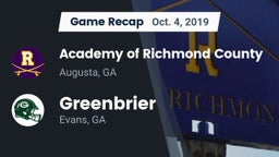Recap: Academy of Richmond County  vs. Greenbrier  2019