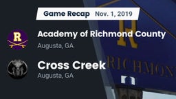 Recap: Academy of Richmond County  vs. Cross Creek  2019