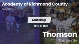 Matchup: Academy of Richmond  vs. Thomson  2019