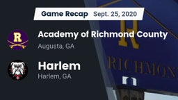 Recap: Academy of Richmond County  vs. Harlem  2020
