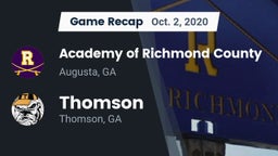 Recap: Academy of Richmond County  vs. Thomson  2020