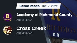 Recap: Academy of Richmond County  vs. Cross Creek  2022