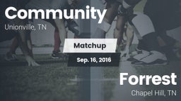 Matchup: Community vs. Forrest  2016