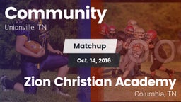 Matchup: Community vs. Zion Christian Academy  2016