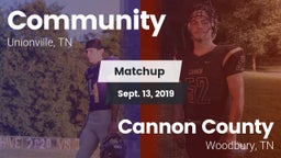 Matchup: Community vs. Cannon County  2019