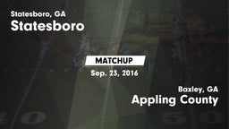 Matchup: Statesboro vs. Appling County  2016