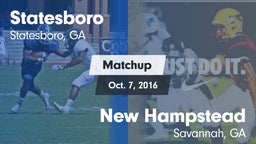Matchup: Statesboro vs. New Hampstead  2016