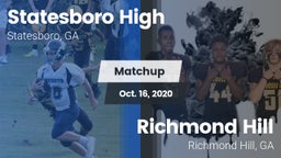 Matchup: Statesboro High vs. Richmond Hill  2020