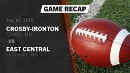 Recap: Crosby-Ironton  vs. East Central  2016