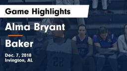 Alma Bryant  vs Baker  Game Highlights - Dec. 7, 2018