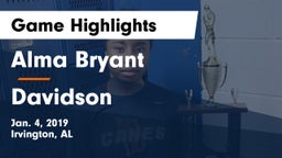Alma Bryant  vs Davidson Game Highlights - Jan. 4, 2019