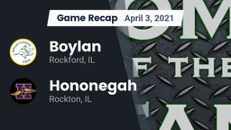 Recap: Boylan  vs. Hononegah  2021