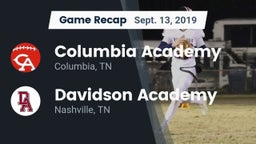 Recap: Columbia Academy  vs. Davidson Academy  2019