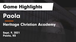 Paola  vs Heritage Christian Academy Game Highlights - Sept. 9, 2021