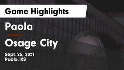 Paola  vs Osage City  Game Highlights - Sept. 25, 2021