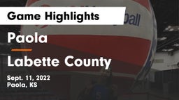 Paola  vs Labette County  Game Highlights - Sept. 11, 2022