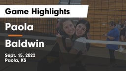 Paola  vs Baldwin  Game Highlights - Sept. 15, 2022