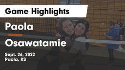 Paola  vs Osawatamie Game Highlights - Sept. 26, 2022
