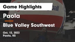 Paola  vs Blue Valley Southwest  Game Highlights - Oct. 12, 2022