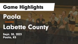 Paola  vs Labette County  Game Highlights - Sept. 30, 2023