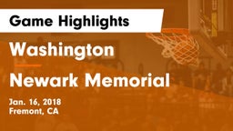 Washington  vs Newark Memorial  Game Highlights - Jan. 16, 2018