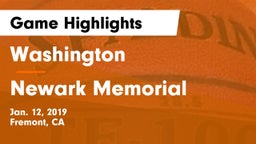 Washington  vs Newark Memorial  Game Highlights - Jan. 12, 2019